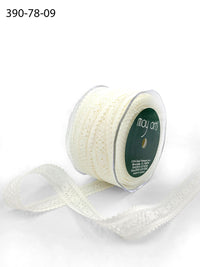 7/8 Inch Floral Lace Trim Ribbon with Solid Scalloped Edge – 390-78-09 – IVORY
