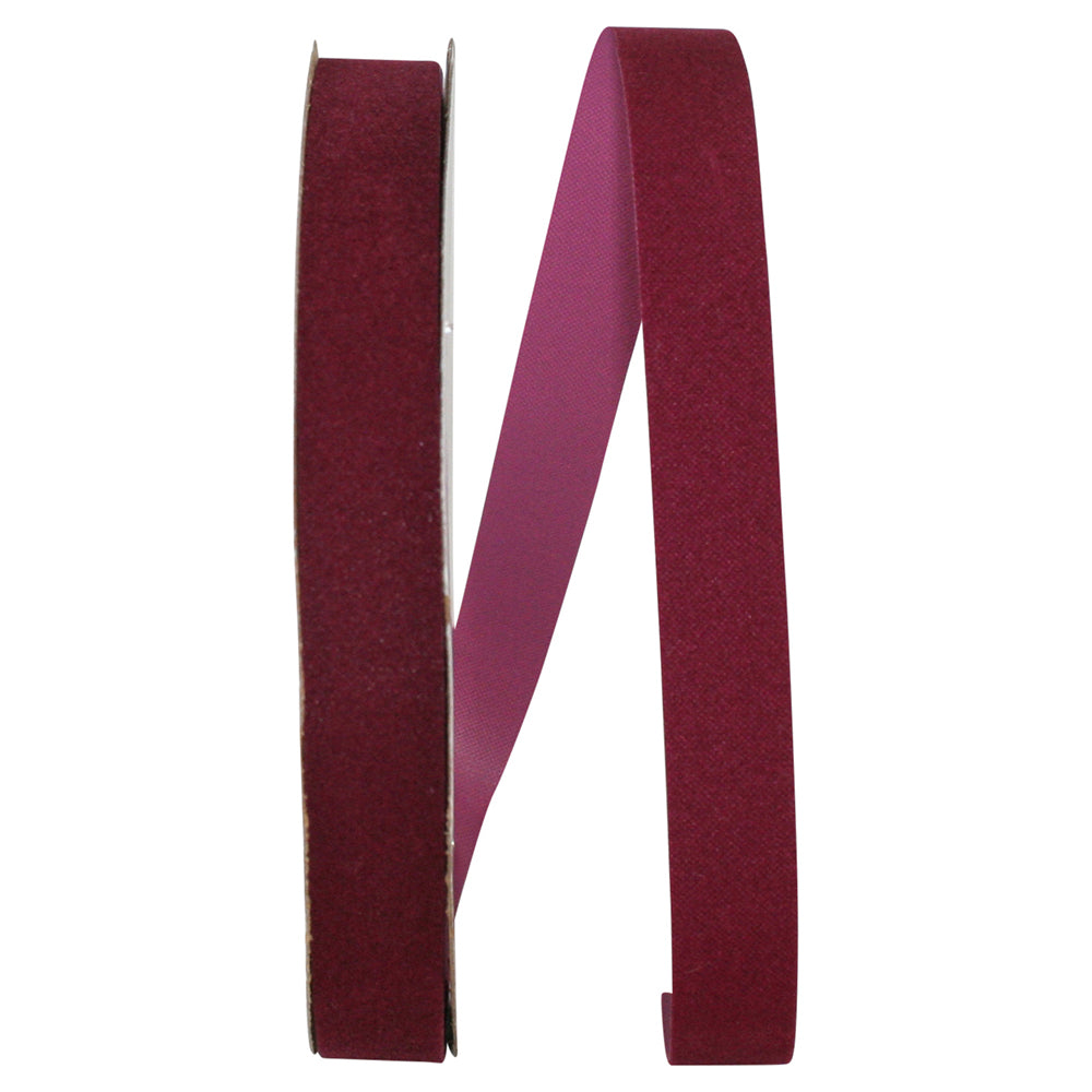 Burgundy Velvet Ribbon 5/8 Inch Outdoor Duro 25 Yards