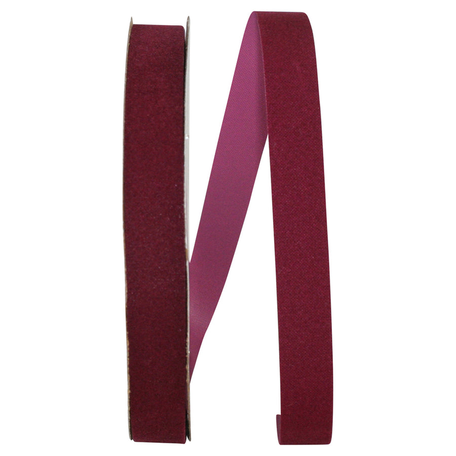 Burgundy Velvet Ribbon 5/8 Inch Outdoor Duro 25Yds