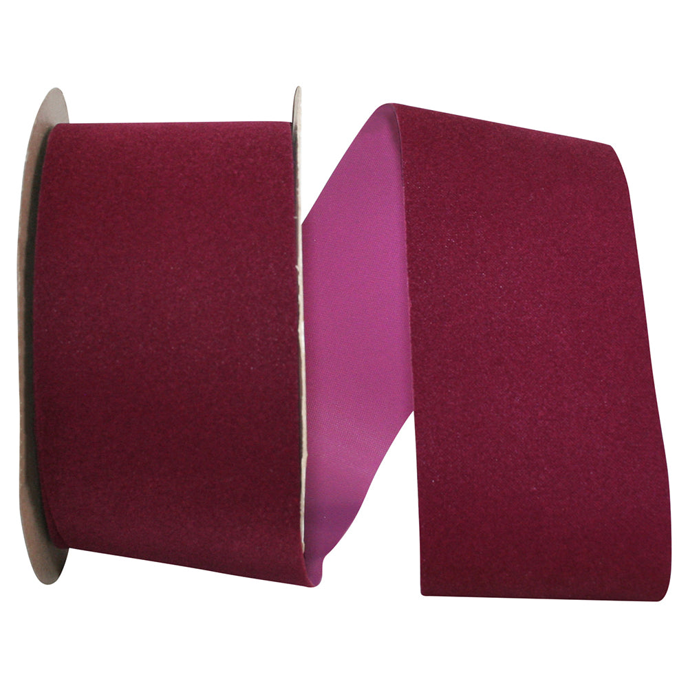 Burgundy Velvet Outdoor Ribbon 2-1/2 Inch 25 Yards