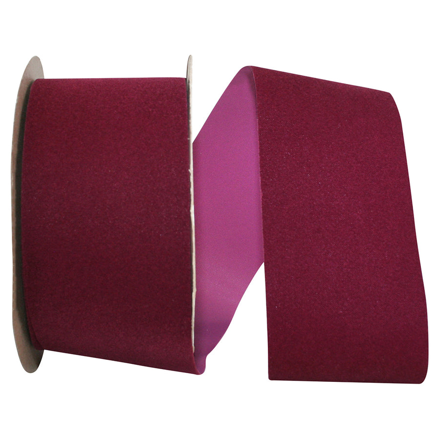 Burgundy Velvet Outdoor Ribbon 2-1/2 Inch 25Yds