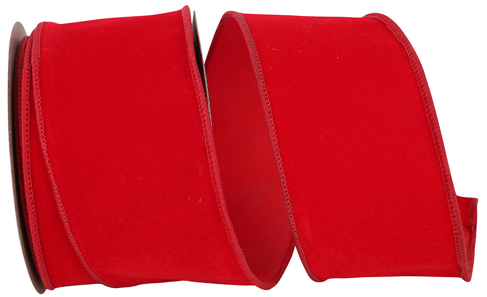 Red Velvet Wired Edge Ribbon 2-1/2 Inch for Wreaths