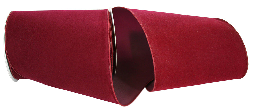 Burgundy Velvet Wired Edge Ribbon 6 Inch for Wreaths