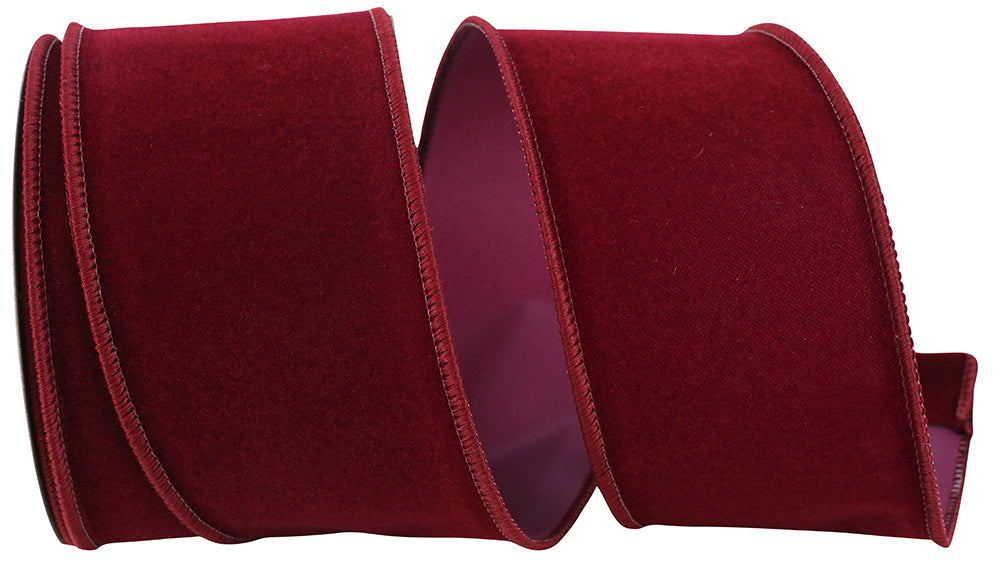 Burgundy Velvet Wired Edge Ribbon 2-1/2 Inch for Wreaths