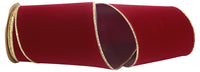 Burgundy Gold 6 Inch Velvet Wired Edge Ribbon for Wreaths