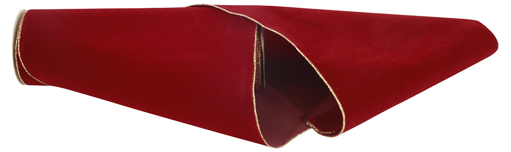 Burgundy Gold Velvet Wired Edge Ribbon 12 Inch for Wreaths