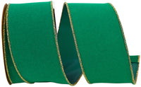 Green Gold Velvet Wired Edge Ribbon 2-1/2 Inch 10Yds