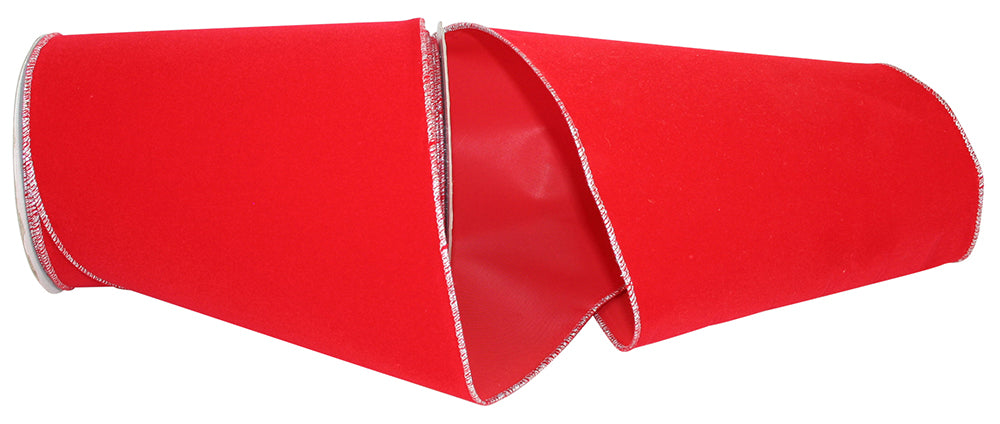 6 Inch Red Silver Velvet Wired Edge Ribbon for Wreaths