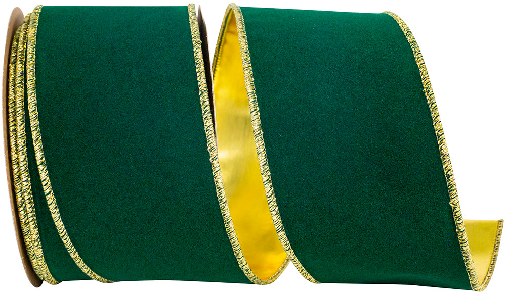 Hunter Gold Wired Edge Ribbon 2-1/2 Inch Velvet 10 Yards