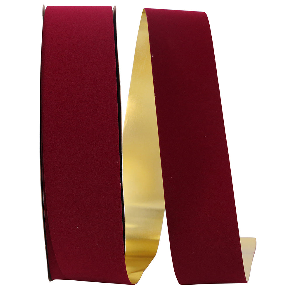Burgundy Velvet Gold Back Outdoor Polypro Ribbon 2-1/2 Inch