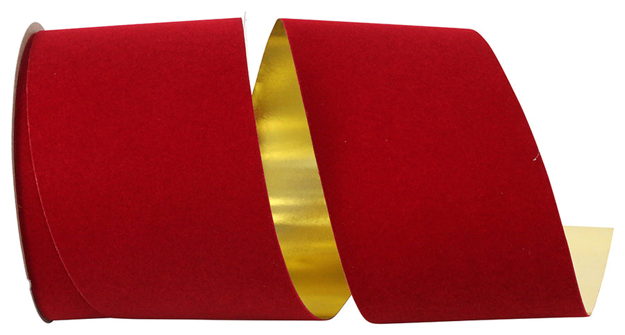 Holiday Velvet Gold Back 4 Inch Polypro Ribbon