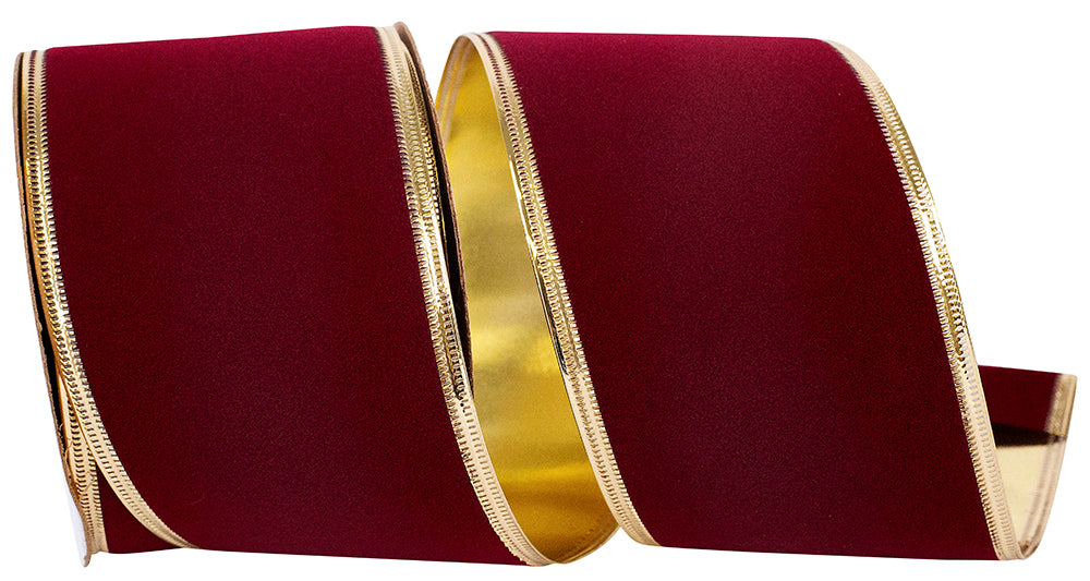 Burgundy Velvet Wired Edge Ribbon 2-1/2 Inch for Wreaths
