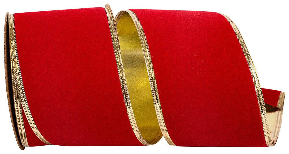 2-1/2 Inch Velvet Gold Back Wired Edge Ribbon for Bows