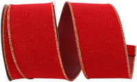 Scarlet Velorene Sparkle Wired Edge Ribbon 2-1/2 Inch