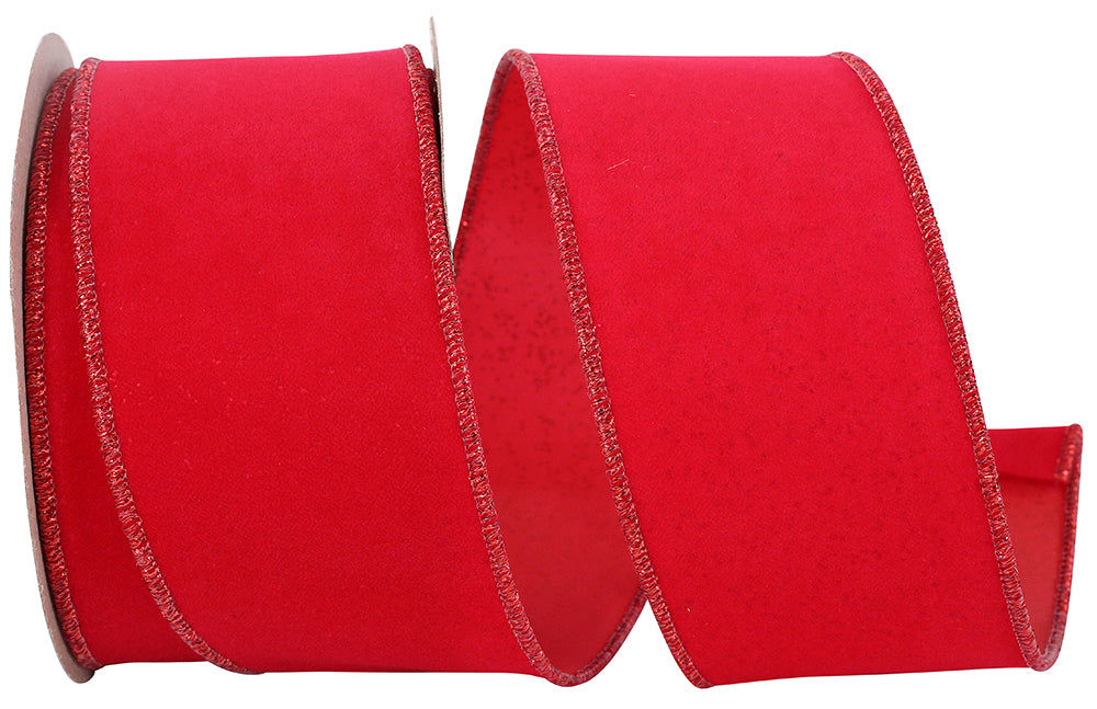 Red 2-1/2 Inch Velorene Sparkle Wired Edge Ribbon