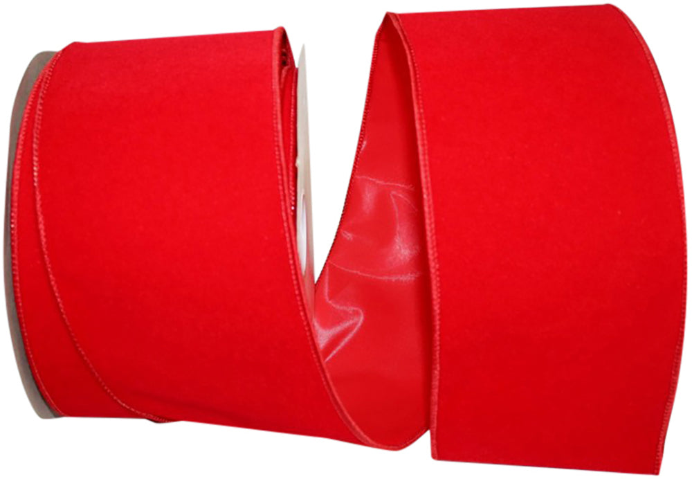 Red Velvet Wired Edge Ribbon 4 Inch for Wreaths and Bows