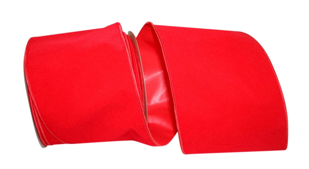 Red Velvet Wired Edge Ribbon 6 Inch for Wreaths and Bows