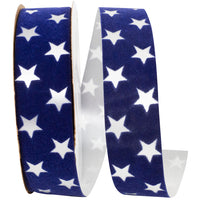 Blue Stars Velvet Ribbon 1-3/8 Inch for Wreaths and Bows