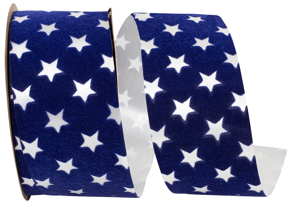 Blue 2-1 2 Inch Stars Velvet Ribbon for Wreaths & Bows