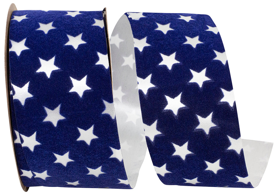 Blue 2-1 2 Inch Stars Velvet Ribbon for Wreaths & Bows