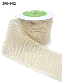 4 Inch Classic 100% Jute Burlap Loose Weave Ribbon with Wired Edge – 398-4-02 Light Natural