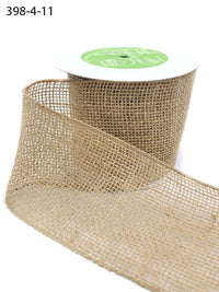 4 Inch Classic 100% Jute Burlap Loose Weave Ribbon with Wired Edge – 398-4-11 Natural