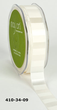 3/4 Inch Horizontal Stripe Satin Ribbon – 410-34-09 Ivory