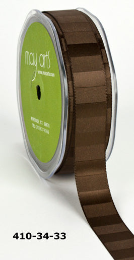 3/4 Inch Horizontal Stripe Satin Ribbon – 410-34-33 Brown