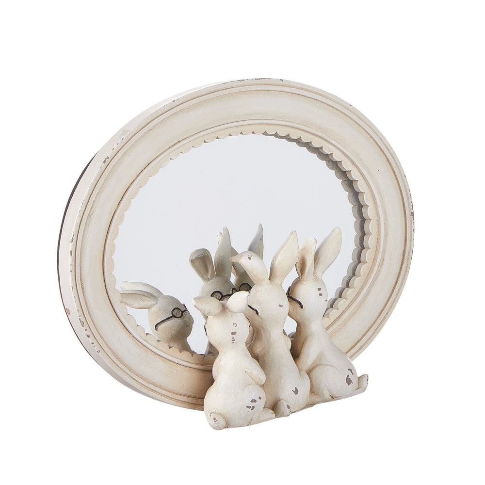 8.25" Rabbits with Glasses Mirrored Decor
