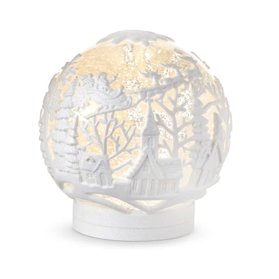 6.25" Town Scene Lighted Swirling Glitter Embossed Water Globe