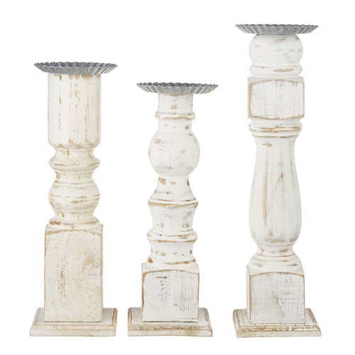 14.75" Distressed Candle Holders