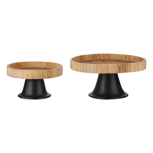 14" Woven Pedestals with Metal Base
