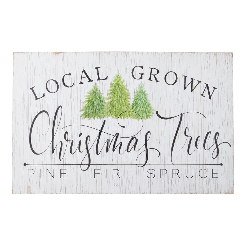 29" Local Grown Christmas Trees Wood Wall Art | White