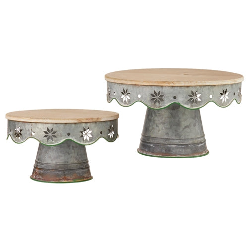 12.25" Snowflake Pattern Galvanized Pedestals
