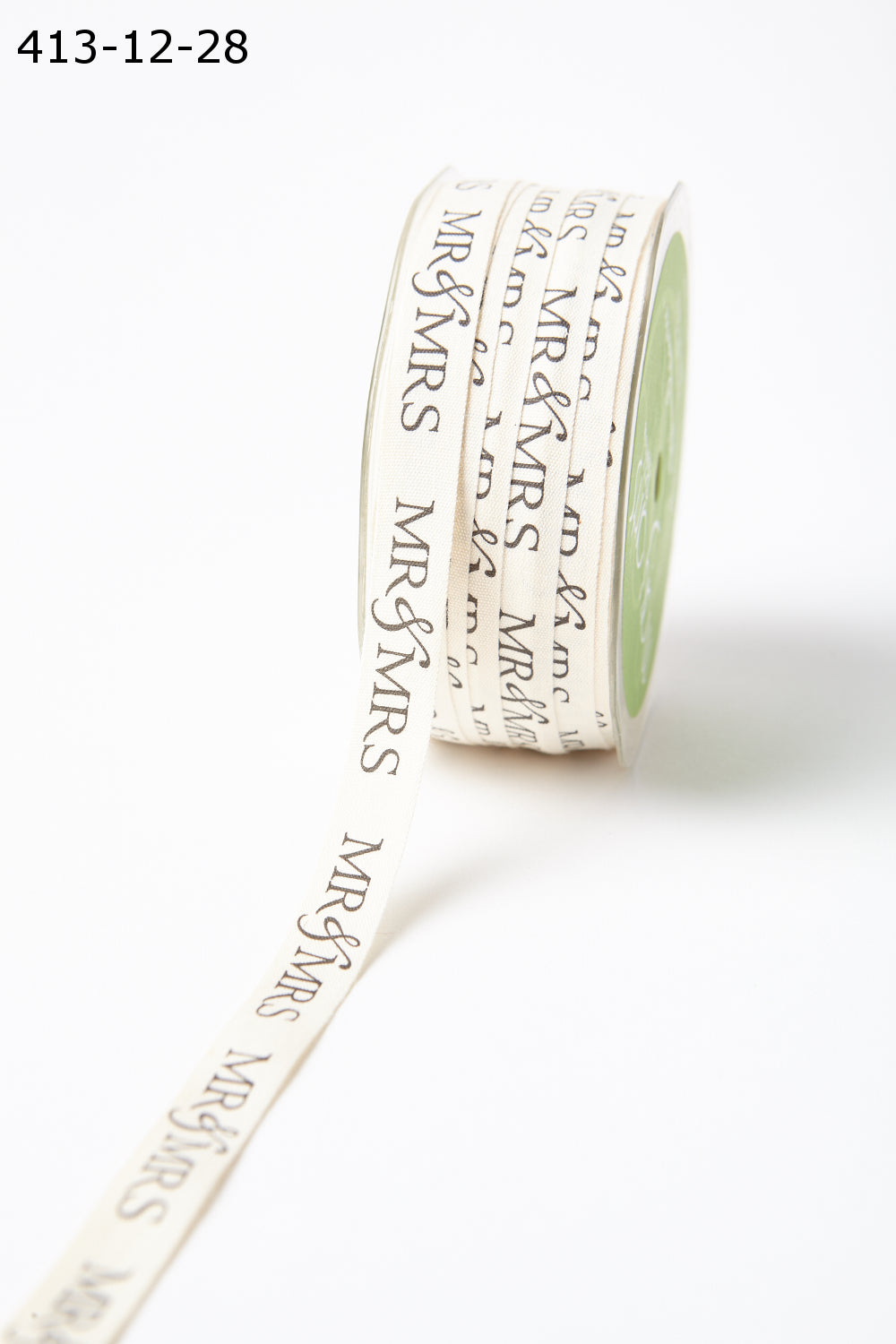 1/2 Ivory Canvas Printed Wedding Ribbon with Woven Edge – 413-12-28 MR. & MRS.