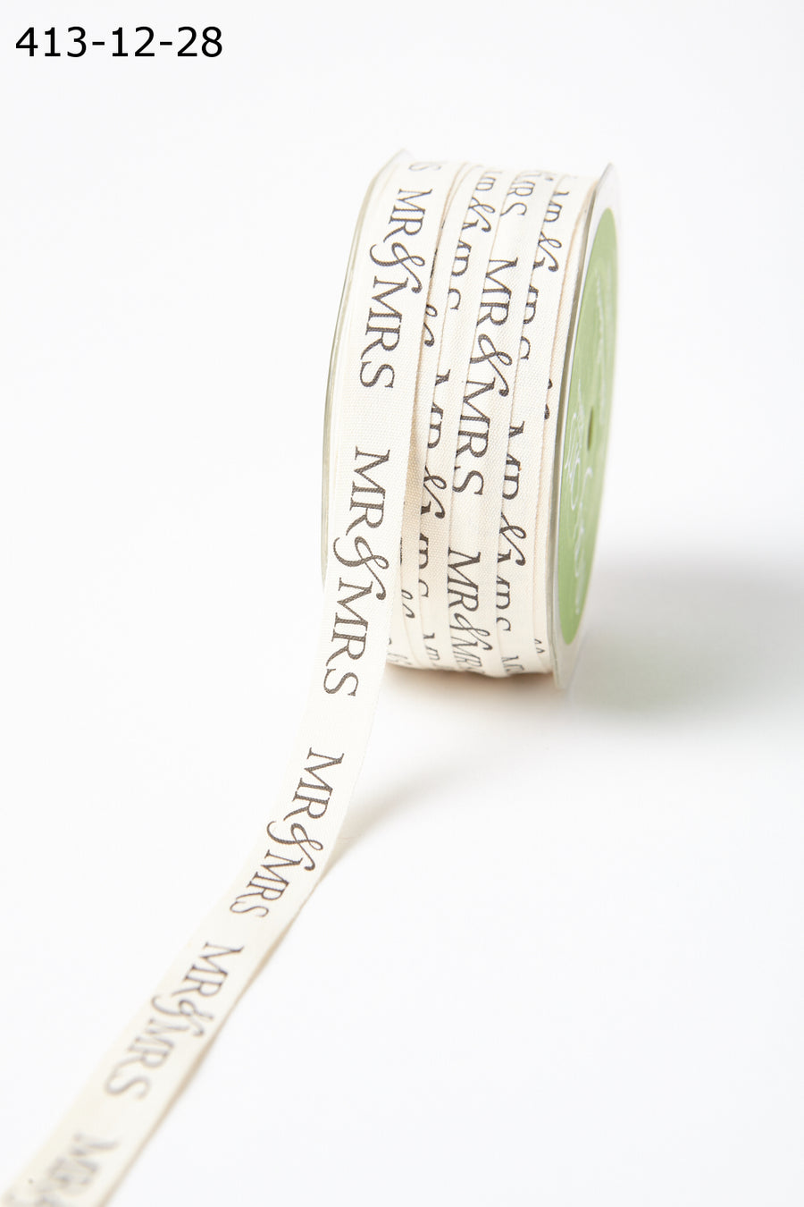 1/2 Ivory Canvas Printed Wedding Ribbon with Woven Edge – 413-12-28 MR. & MRS.