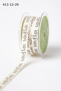 1/2 Ivory Canvas Printed Wedding Ribbon with Woven Edge – 413-12-29 MR. & MR.