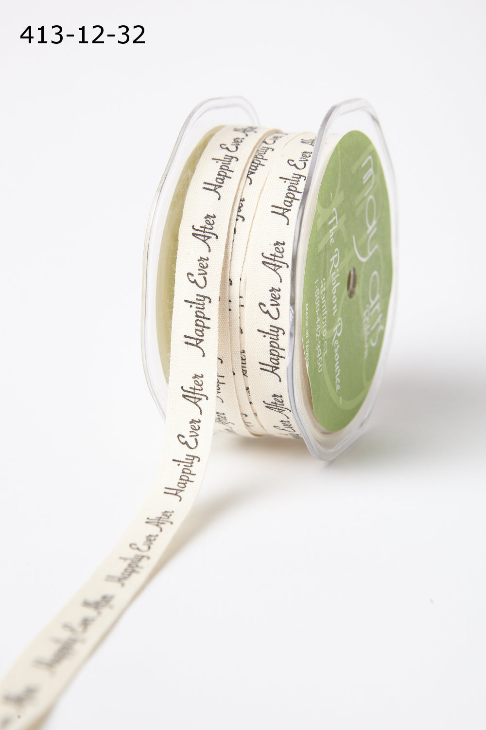 1/2 Ivory Canvas Printed Wedding Ribbon with Woven Edge – 413-12-32 HAPPILY EVER AFTER