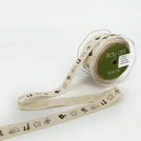 3/4 Inch Ivory Canvas Printed Ribbon with Woven Edge – 413-34-15 Spring Childrens Theme