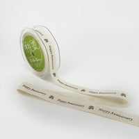 3/4 Inch Ivory Canvas Printed Ribbon with Woven Edge – 413-34-19 Happy Anniversary