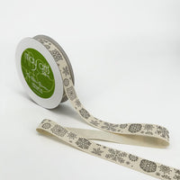 3/4 Inch Ivory Canvas Printed Ribbon with Woven Edge – 413-34-20 Snowflakes