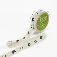 3/4 Inch Ivory Canvas Printed Ribbon with Woven Edge – 413-34-28 HORSE HEAD/HORSESHOE