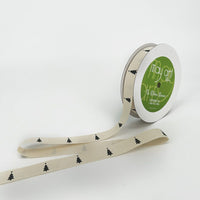 3/4 Inch Ivory Canvas Printed Ribbon with Woven Edge – 413-34-30 HOLIDAY TREE WITH STAR