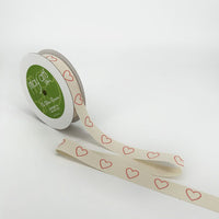 3/4 Inch Ivory Canvas Printed Ribbon with Woven Edge – 413-34-31 HEART OUTLINE