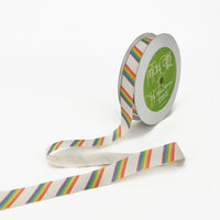 3/4 Inch Ivory Canvas Printed Ribbon with Woven Edge – 413-34-35 Rainbow