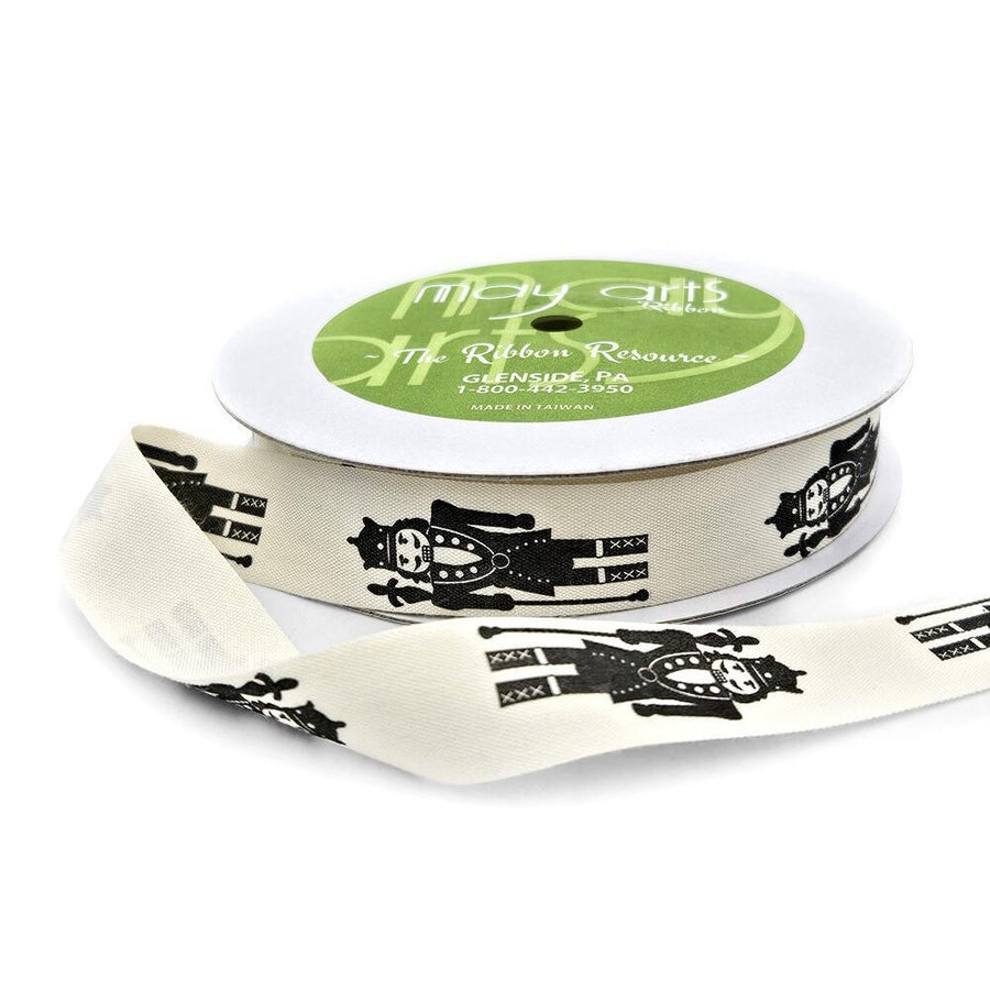 3/4 Inch Ivory Canvas Printed Ribbon with Woven Edge – 413-34-45 NUTCRACKER
