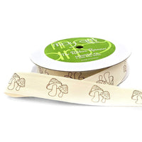 3/4 Inch Ivory Canvas Printed Ribbon with Woven Edge – 413-34-47 MUSHROOMS