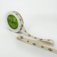 3/4 Inch Ivory Canvas Printed Ribbon with Woven Edge – 413-34-5 Fleur De Lis