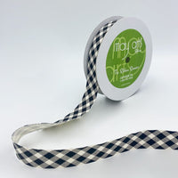 3/4 Inch Ivory Canvas Printed Ribbon with Woven Edge – 413-34-51 GINGHAM BLACK (NEW 2025)