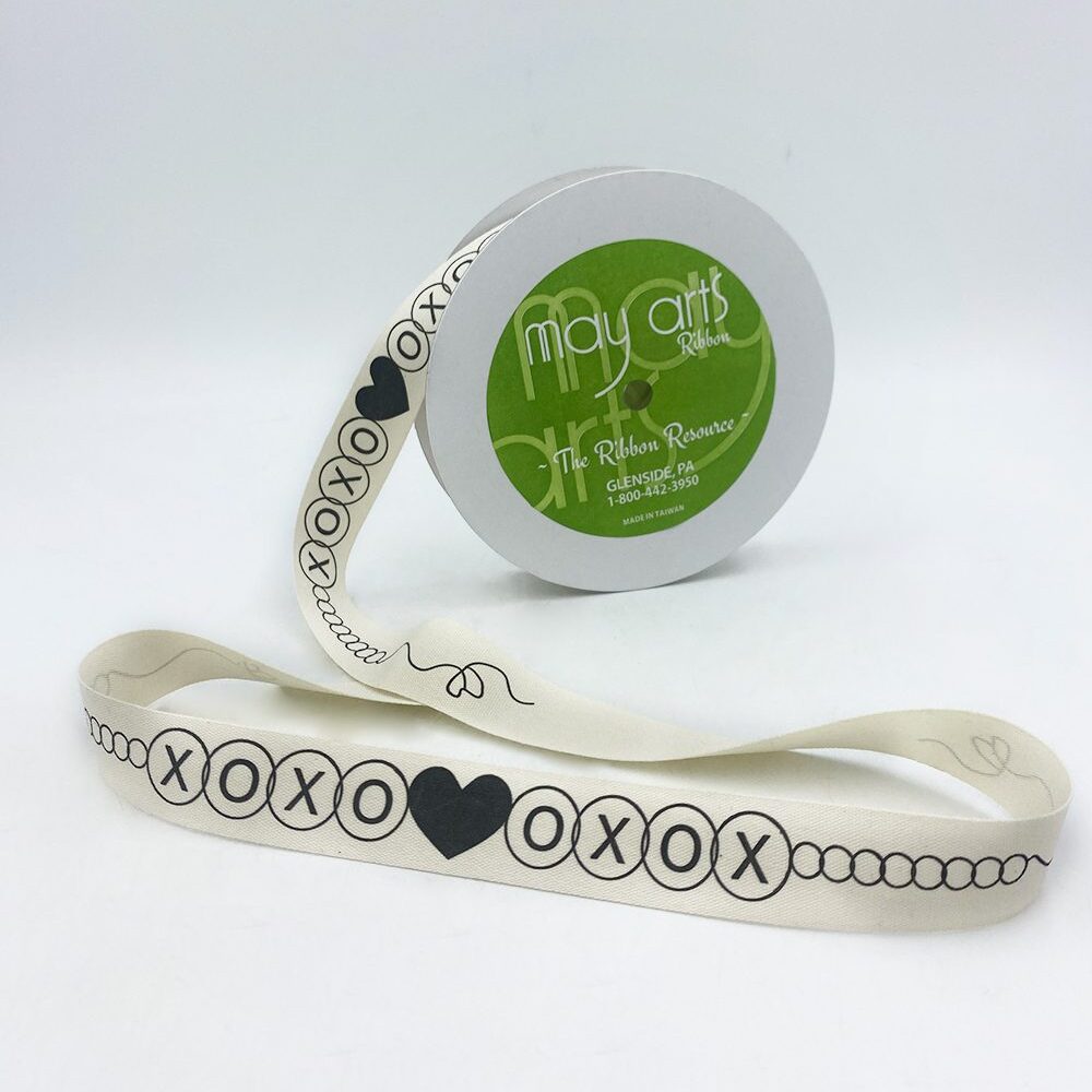 3/4 Inch Ivory Canvas Printed Ribbon with Woven Edge – 413-34-53 FRIENDSHIP BRACELET (NEW 2025)